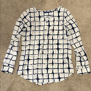 Apt. 9 Navy and White Checkered Blouse